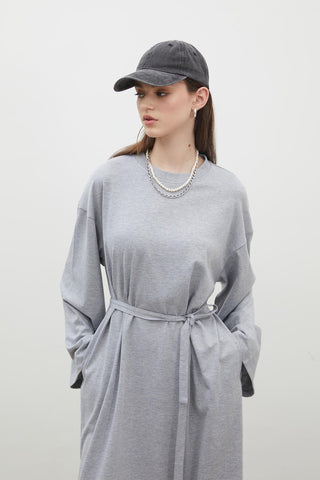 Oversize Cotton Dress Grey Melange