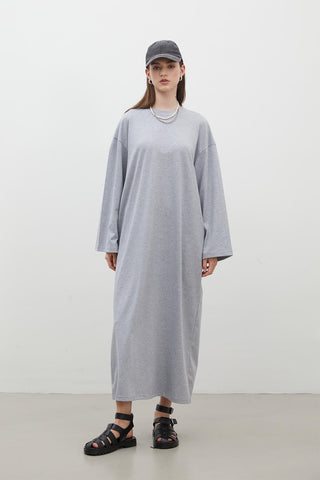 Oversize Cotton Dress Grey Melange