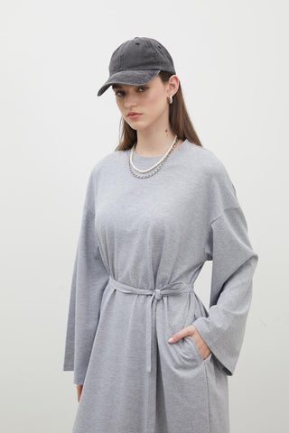 Oversize Cotton Dress Grey Melange