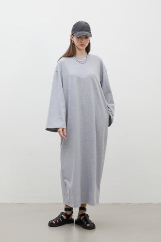 Oversize Cotton Dress Grey Melange