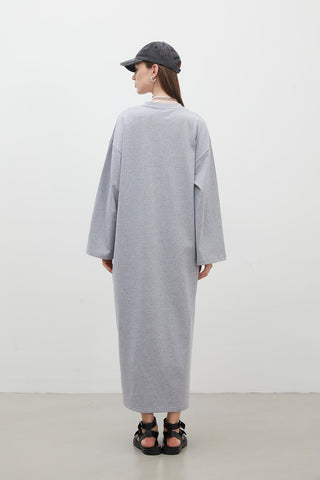 Oversize Cotton Dress Grey Melange