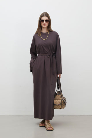 Oversize Cotton Dress Dark Brown