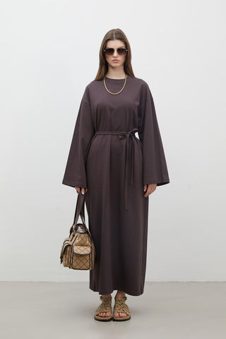 Oversize Cotton Dress Dark Brown