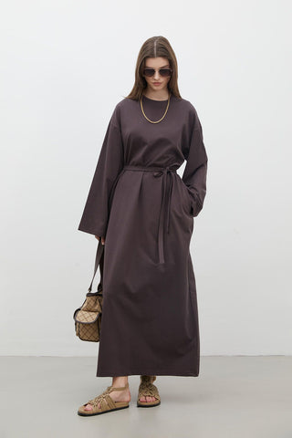 Oversize Cotton Dress Dark Brown