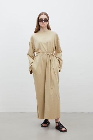 Oversize Cotton Dress Camel