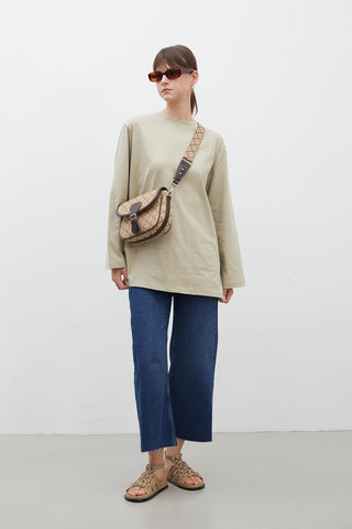 Oversize Cotton Long Sleeve T-Shirt Stone