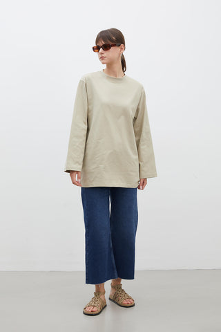 Oversize Cotton Long Sleeve T-Shirt Stone