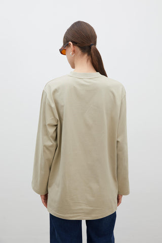 Oversize Cotton Long Sleeve T-Shirt Stone