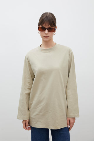 Oversize Cotton Long Sleeve T-Shirt Stone