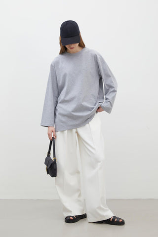 Oversize Cotton Long Sleeve T-Shirt Grey Melange