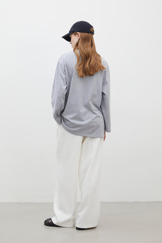 Oversize Cotton Long Sleeve T-Shirt Grey