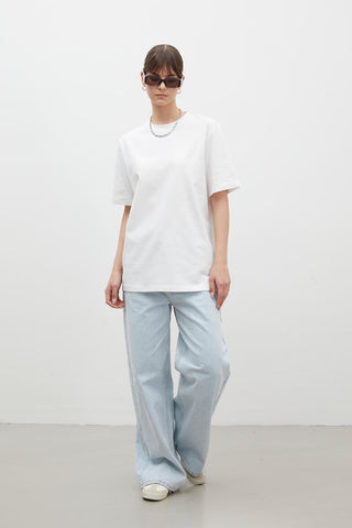 Short Sleeve Slim Fit Cotton T-Shirt Ecru