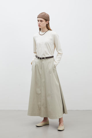 Belted Flared Skirt Green