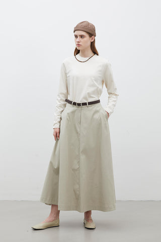 Belted Flared Skirt Green