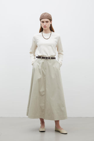 Belted Flared Skirt Green