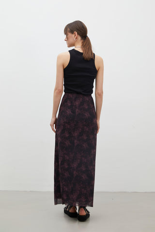 Desenli Tül Etek Bordo