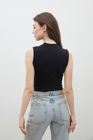 Pamuklu Kolsuz Bodysuit Siyah