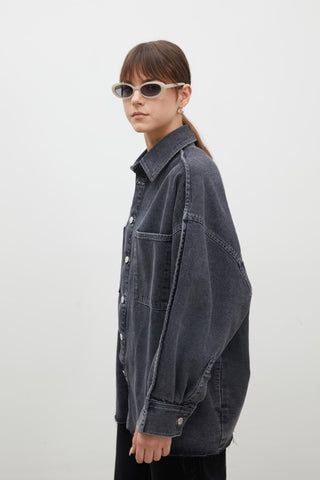 Oversize Denim Shirt Jacket Anthracite