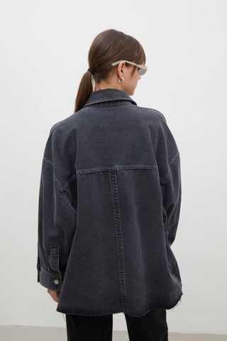 Oversize Denim Shirt Jacket Anthracite