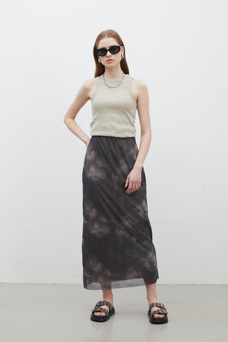 Patterned Tulle Skirt Tie Dye