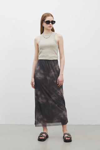 Patterned Tulle Skirt Tie Dye