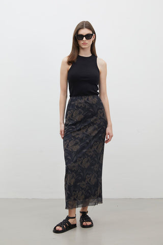 Patterned Tulle Skirt Lotus