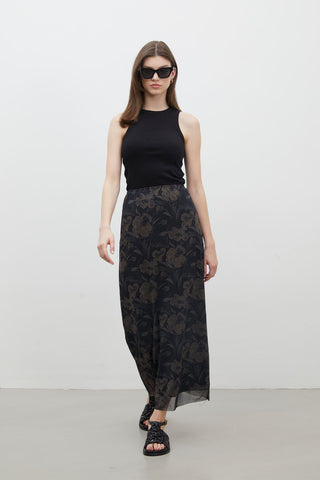 Patterned Tulle Skirt Lotus