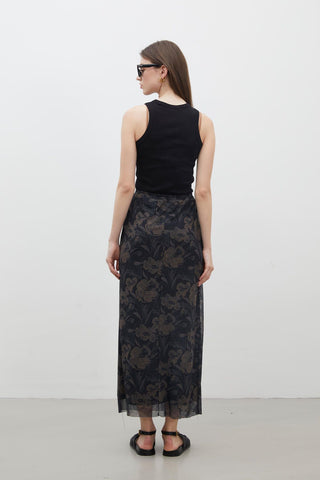 Patterned Tulle Skirt Lotus