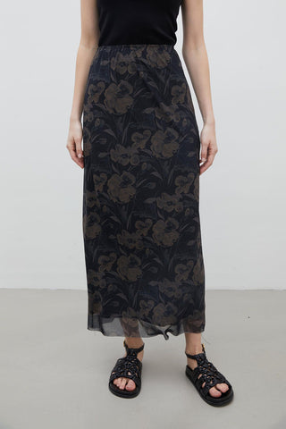 Patterned Tulle Skirt Lotus