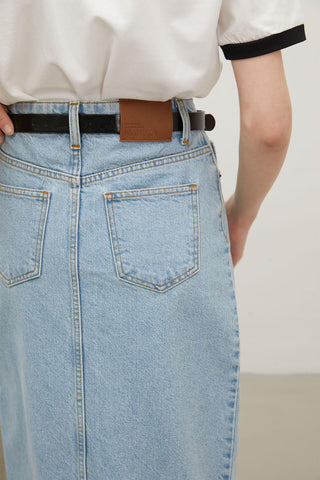 Denim Pencil Skirt Light Blue