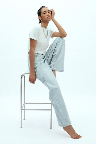 Wide Leg Denim Trousers Ice Blue