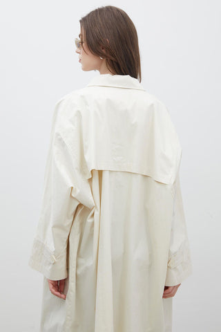 Oversize Technical Fabric Trench Coat Vanilla