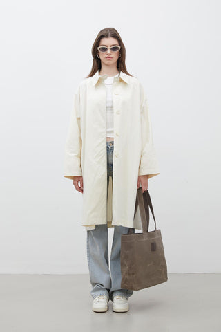 Oversize Technical Fabric Trench Coat Vanilla