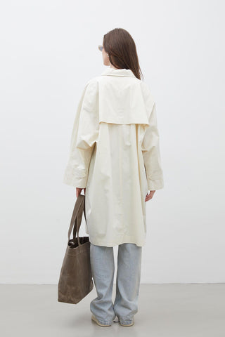 Oversize Technical Fabric Trench Coat Vanilla