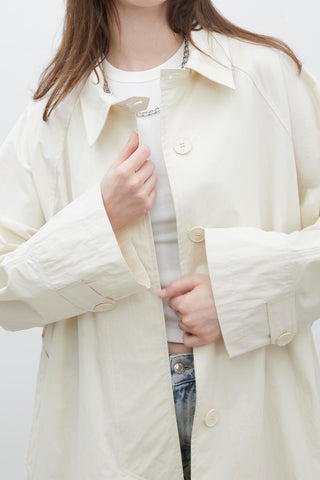 Oversize Technical Fabric Trench Coat Vanilla