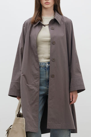 Oversize Technical Fabric Trench Coat Mink