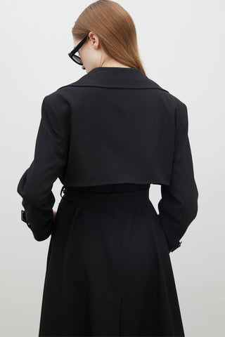 Paris Oversize Double-Breasted Trench Coat Black