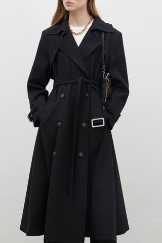 Paris Oversize Double-Breasted Trench Coat Black