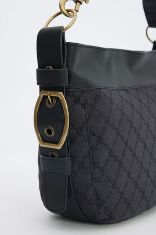 Gaby Faux Leather Detail Shoulder Bag Black