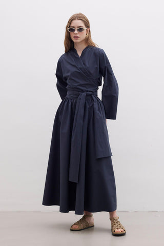 Kimono Style Premium Shirt Navy Blue