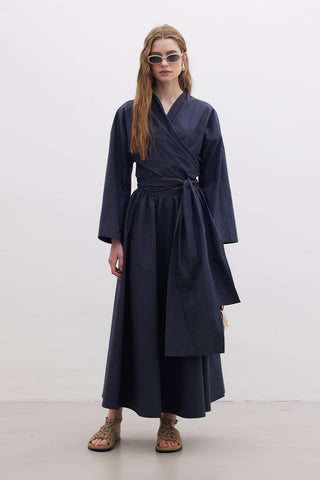 Kimono Style Premium Shirt Navy Blue