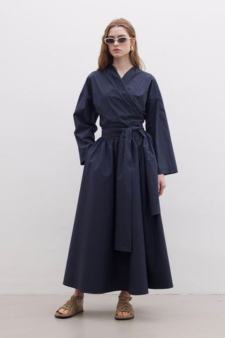 Kimono Style Premium Shirt Navy Blue