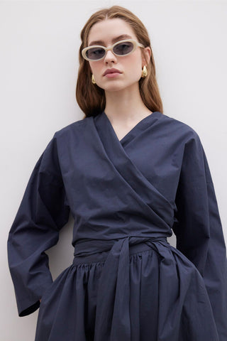 Kimono Style Premium Shirt Navy Blue