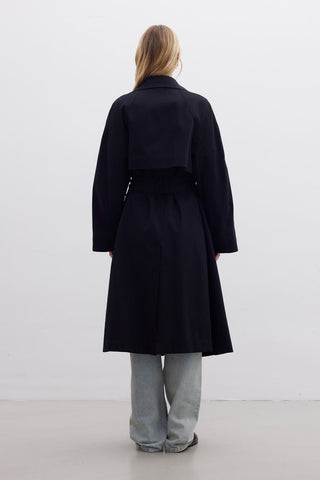 Oversize Wide Collar Trench Coat Black