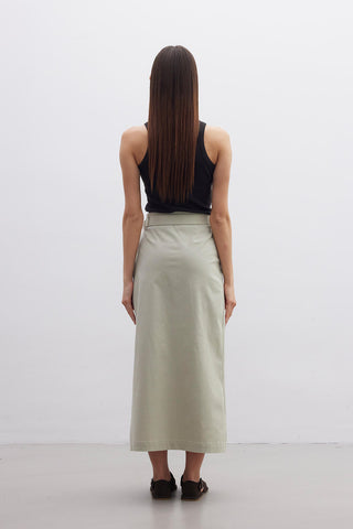 Wrap Pocket Detail Skirt Pistachio