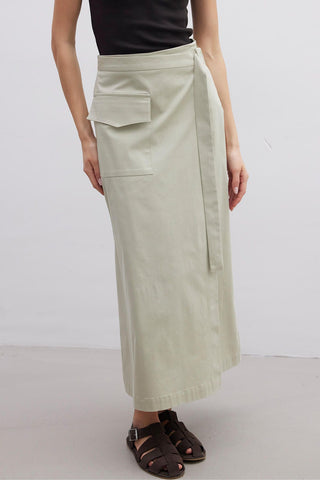 Wrap Pocket Detail Skirt Sage