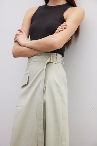 Wrap Pocket Detail Skirt Pistachio