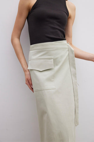 Wrap Pocket Detail Skirt Sage