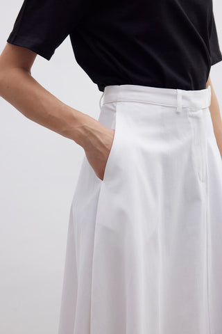 Belted Flare Skirt Ecru