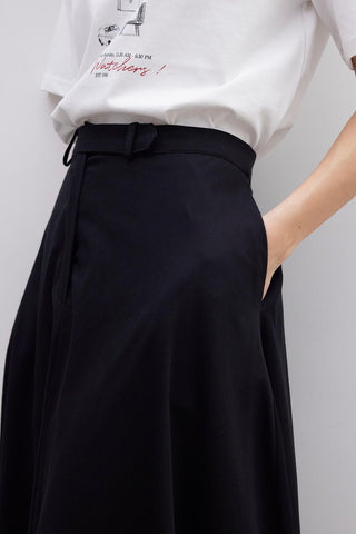 Belted Flare Skirt Black